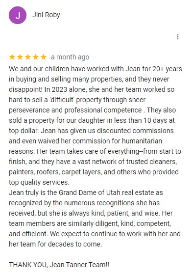 Google review of the Jean Tanner Team